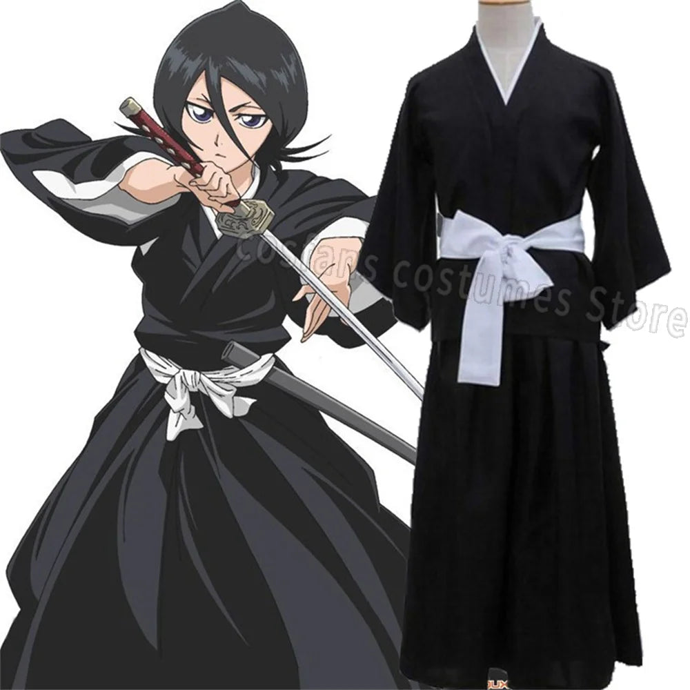 Samurai Role-play Costume Japanese-style Black Kimono Including