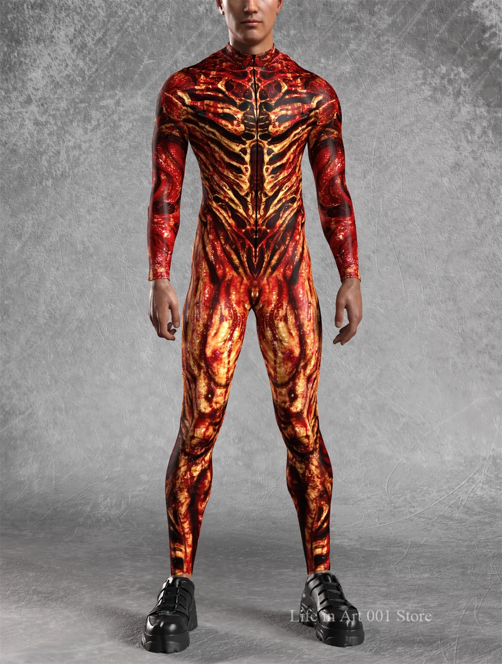 Scary Halloween Blood Zombie Bodysuit Costume Men 3d Digital Skeleton