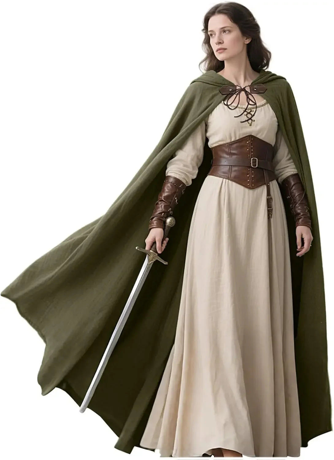 Medieval Hooded Cloak Linen Renaissance Cape With Hood