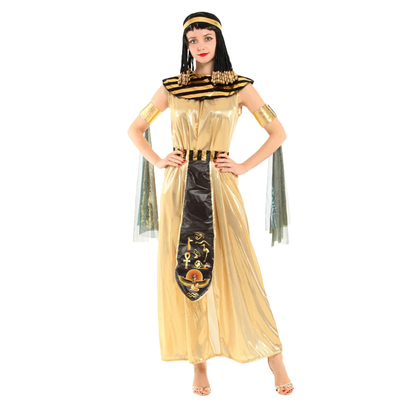 Ancient Egyptian Pharaoh Cosplay Costume Adult Golden Embroidered