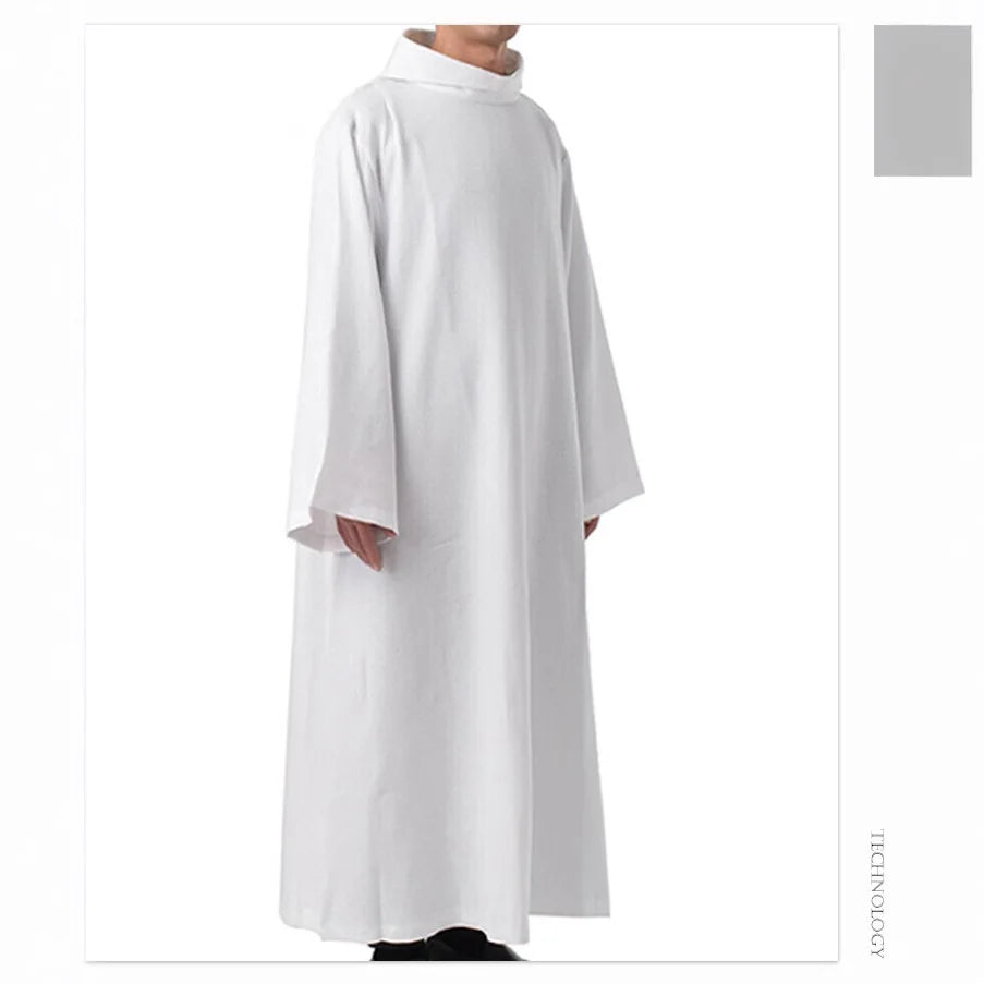 Medieval Cosplay Costume White Witch Priest Church Party Long Robe