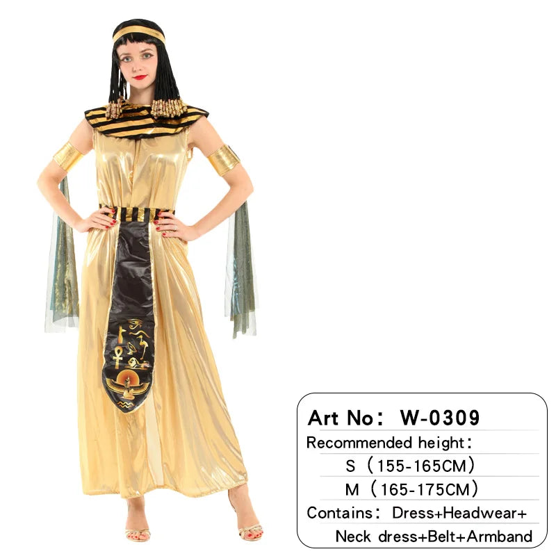 Ancient Egyptian Pharaoh Cosplay Costume Adult Golden Embroidered