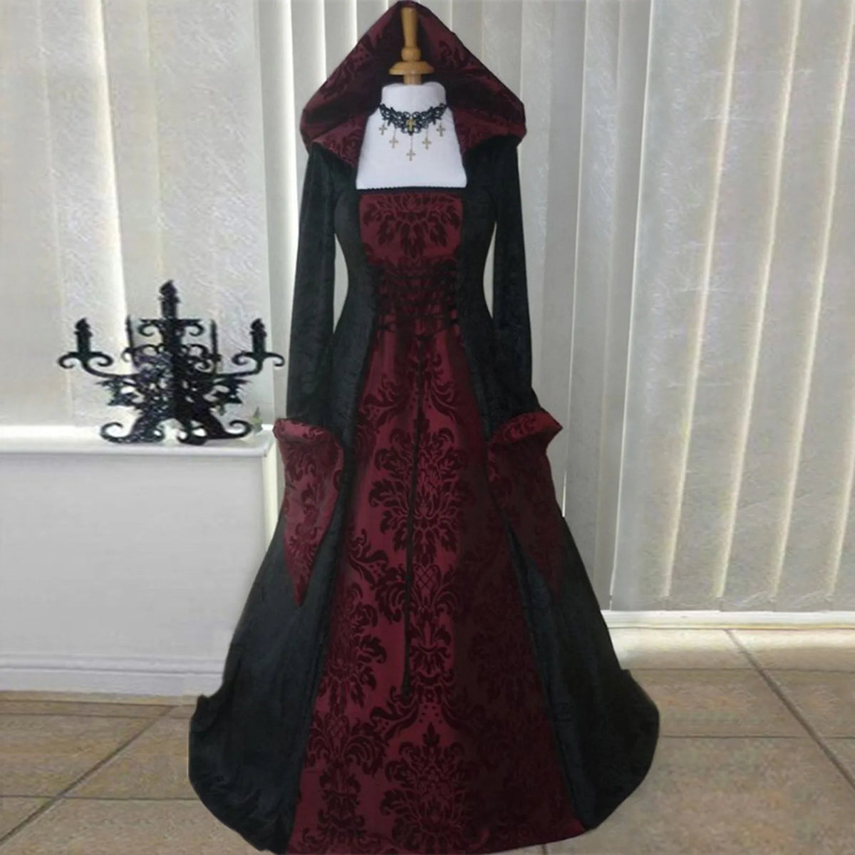 Costume Wicca Witch Medieval Dress Women Adult Plus Size Scary