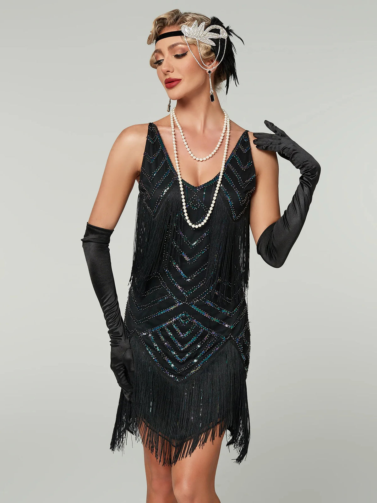 Flapper Roaring Plus Size 20s Great Lady Mini Short Dress Gatsby