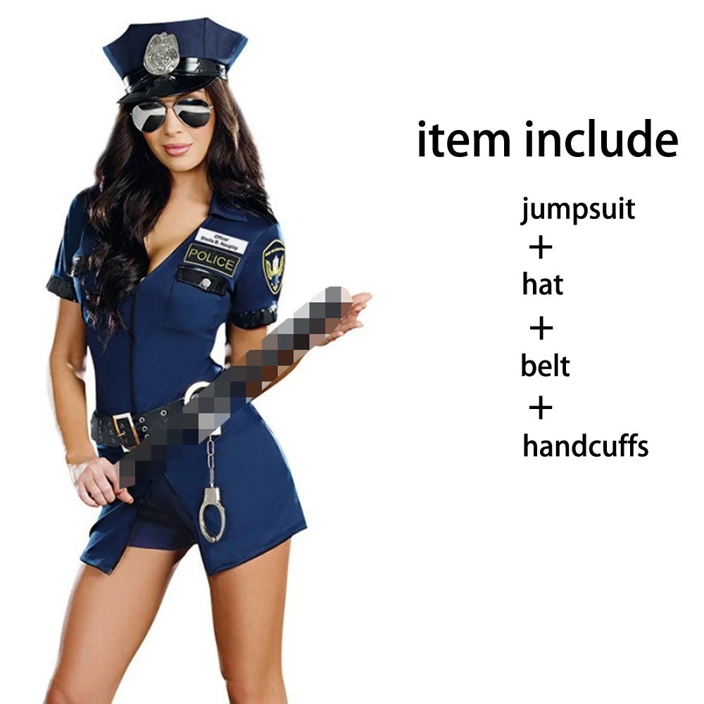 Adult Women Police Officer Uniform Costume Dirty Cop Dress Halloween