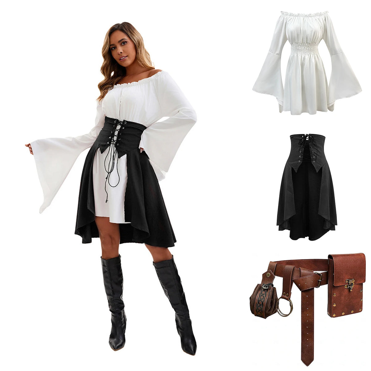 6-piece Halloween Carnival Night Women's Lace Pirate Dress Women's