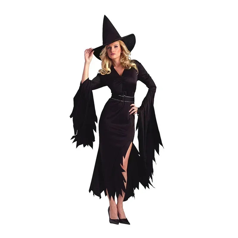 Halloween Witch Costumes For Women Adult Fantasy Black Dress Up Party