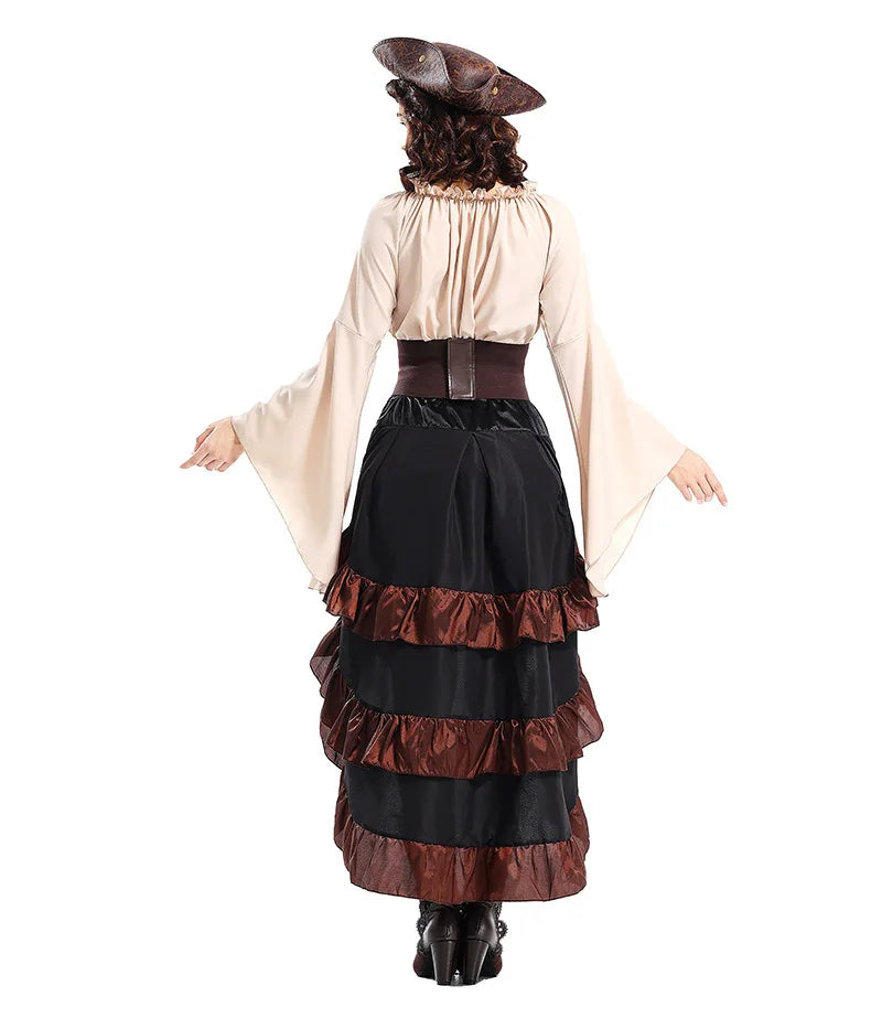 Medieval Style Pirate Queen Outfit For Halloween Irregular Corset
