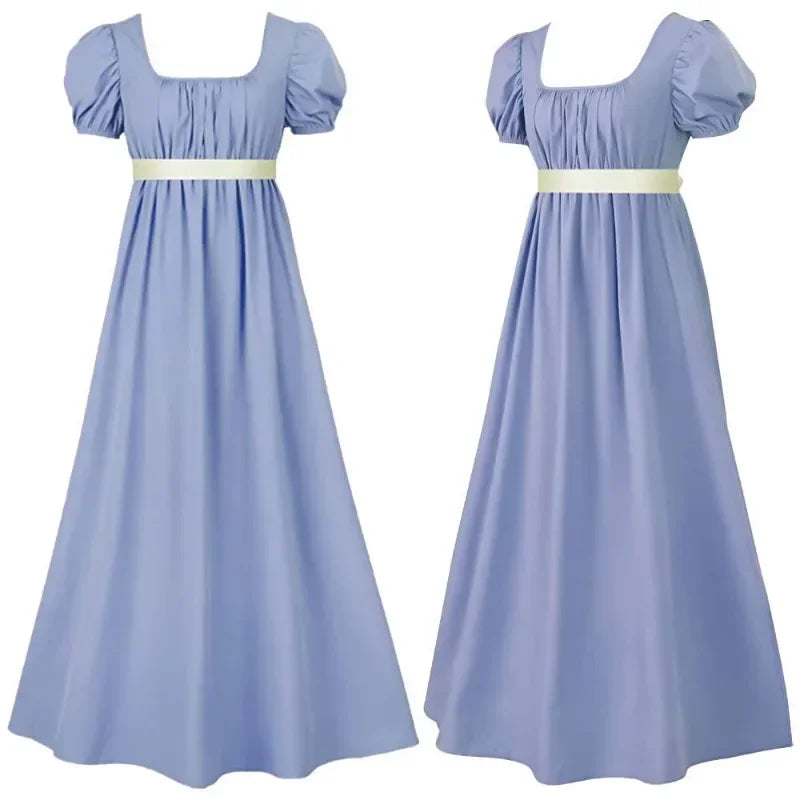 Vintage Regency Dress With High-waisted Victorian Tea Gown For Women