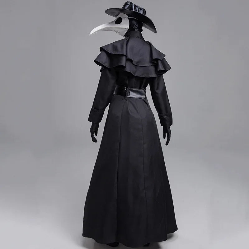 Halloween Medieval Hooded Robe Plague Doctor Costume Mask Hat For Men