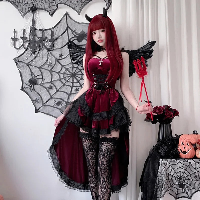 European And American Diablo Gothic Halloween Costume Ladies Dress