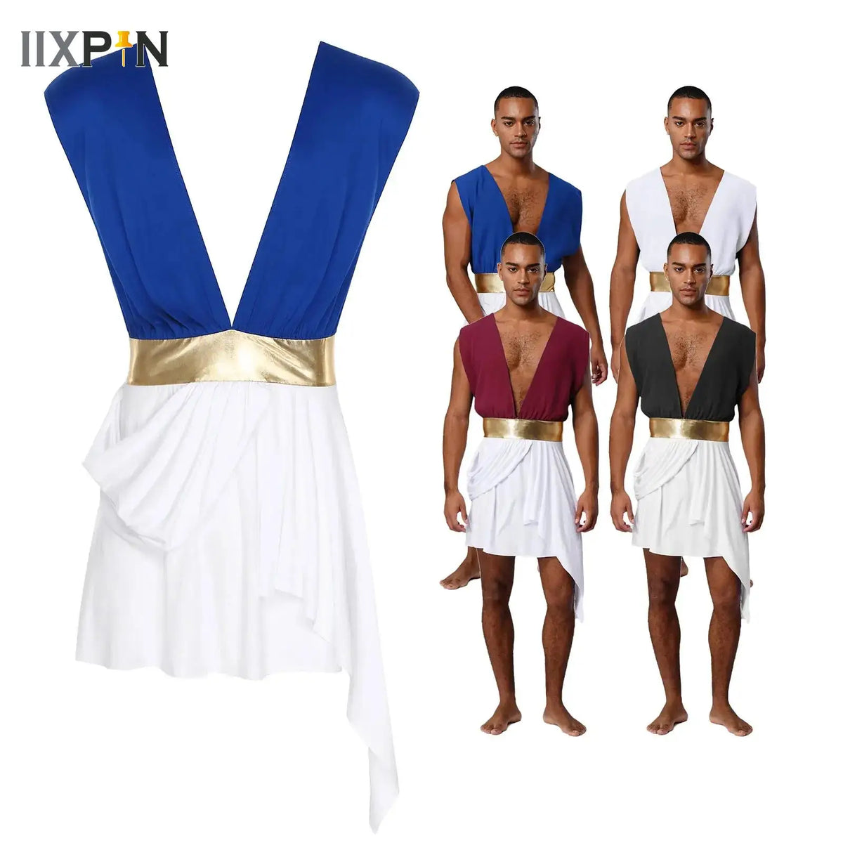Mens Ancient Greek God Toga Gladiator Costumes Roman Emperor