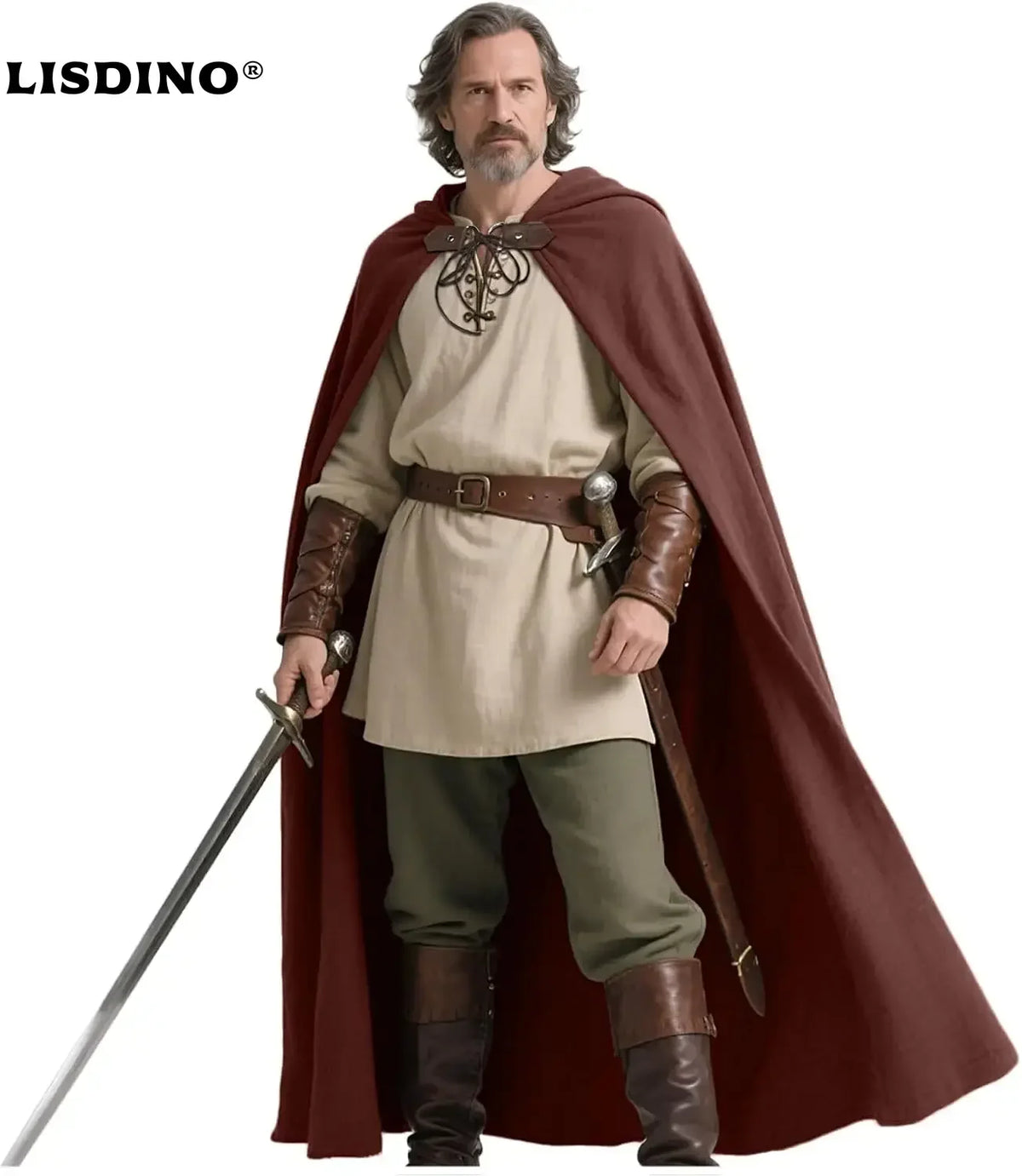 Renaissance Hooded Cape Medieval Linen Cloak With Hood For Women Men
