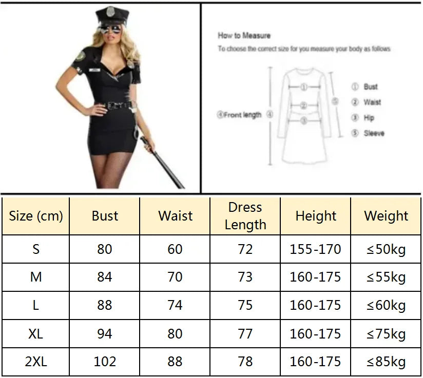 Sexy Police Cop Woman Officer Costume Adult Policewomen For Cosplay