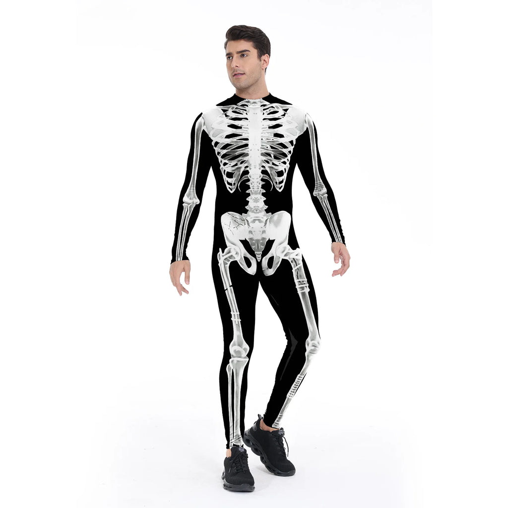Halloween Party Cosplay Zombie Scary Costume Skeleton Printed